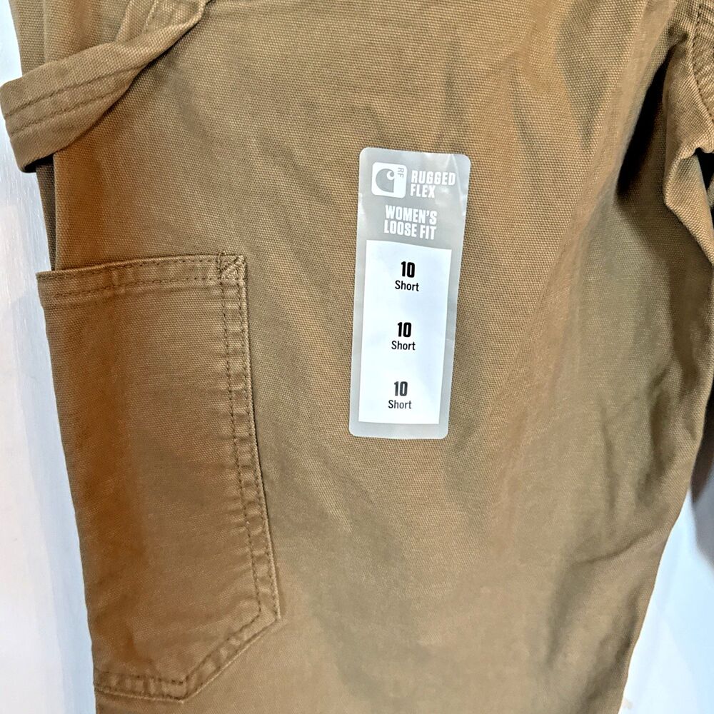 NWT Carhartt Rugged Flex Loose Fit Canvas Pants Brown BN2080-W Women's 10 Short - Picture 3 of 10